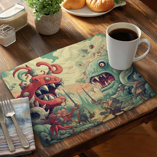 Two Titans - White Braided Polyester Placemat for Home Decor