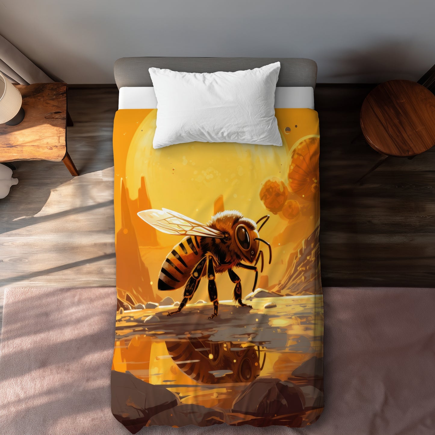 Bee World Orange Duvet Cover | Stylish Home Decor Must-Have