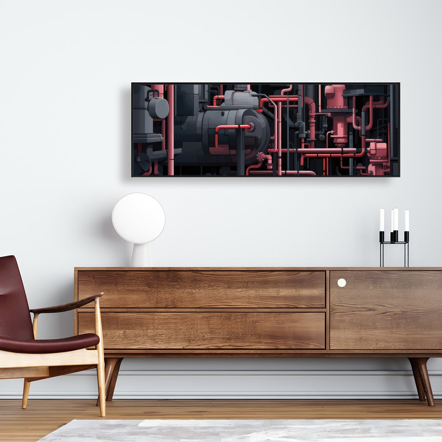 Dark pipes - 36"x36" Framed canvas