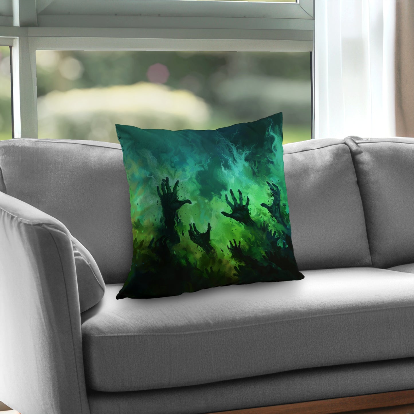 Hands of Despair Turquoise Poly Twill Throw Pillow Insert | Home Decor