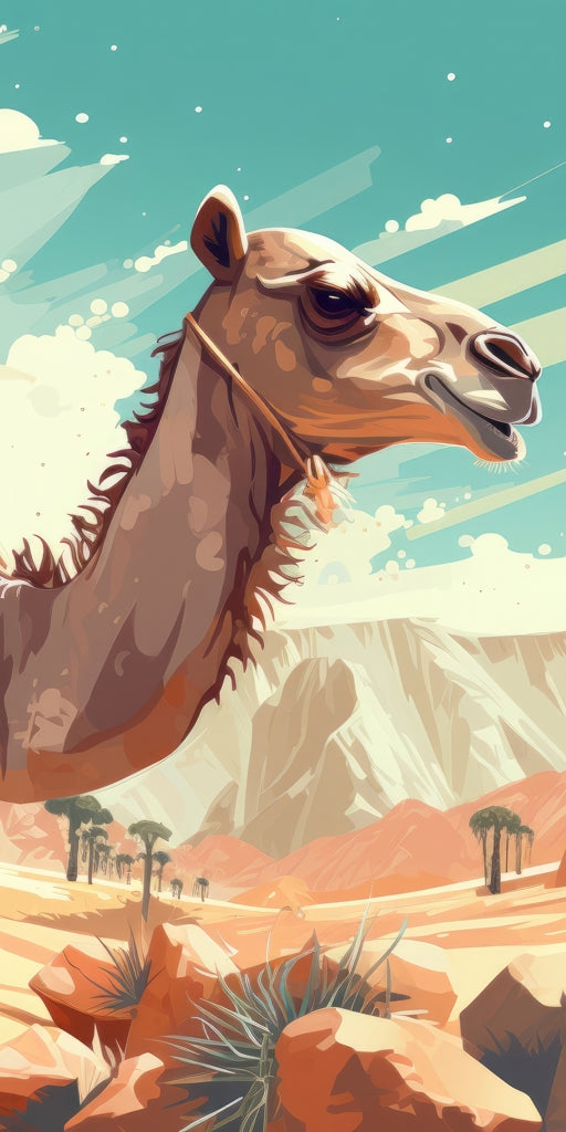 Two camels - Framed Canvas - Print on demand