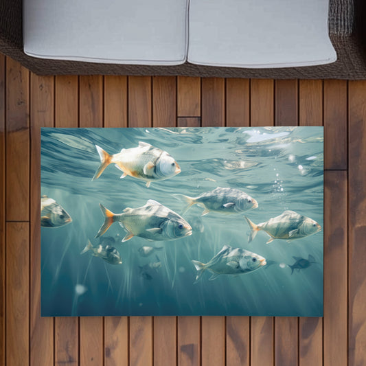 Swimming Peacefully Blue Outdoor Area Rug | Home Decor