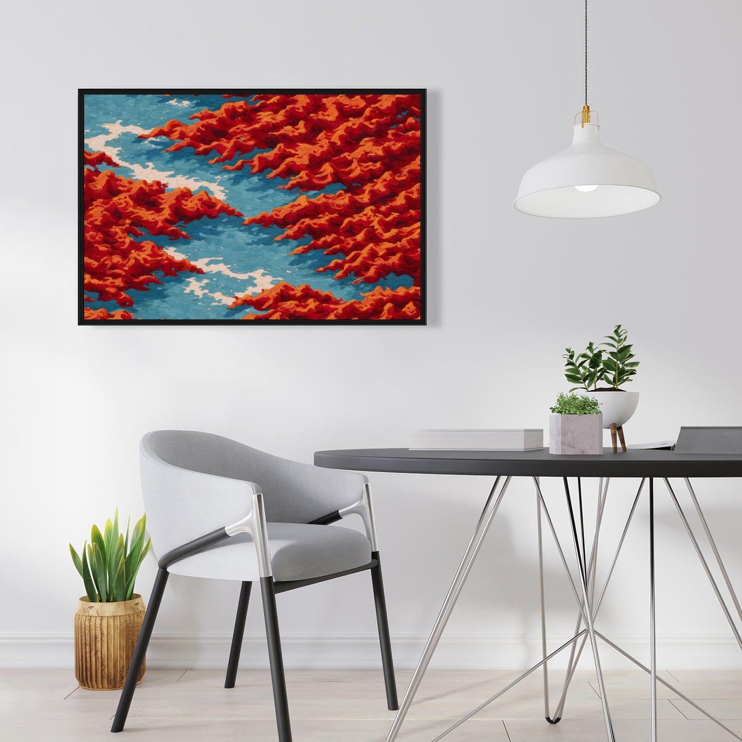 Red mounds - 24"x24" Framed canvas