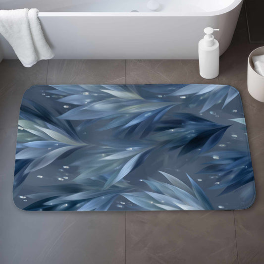 Icy Leaves Bath Mat | Stylish Home Decor Rug