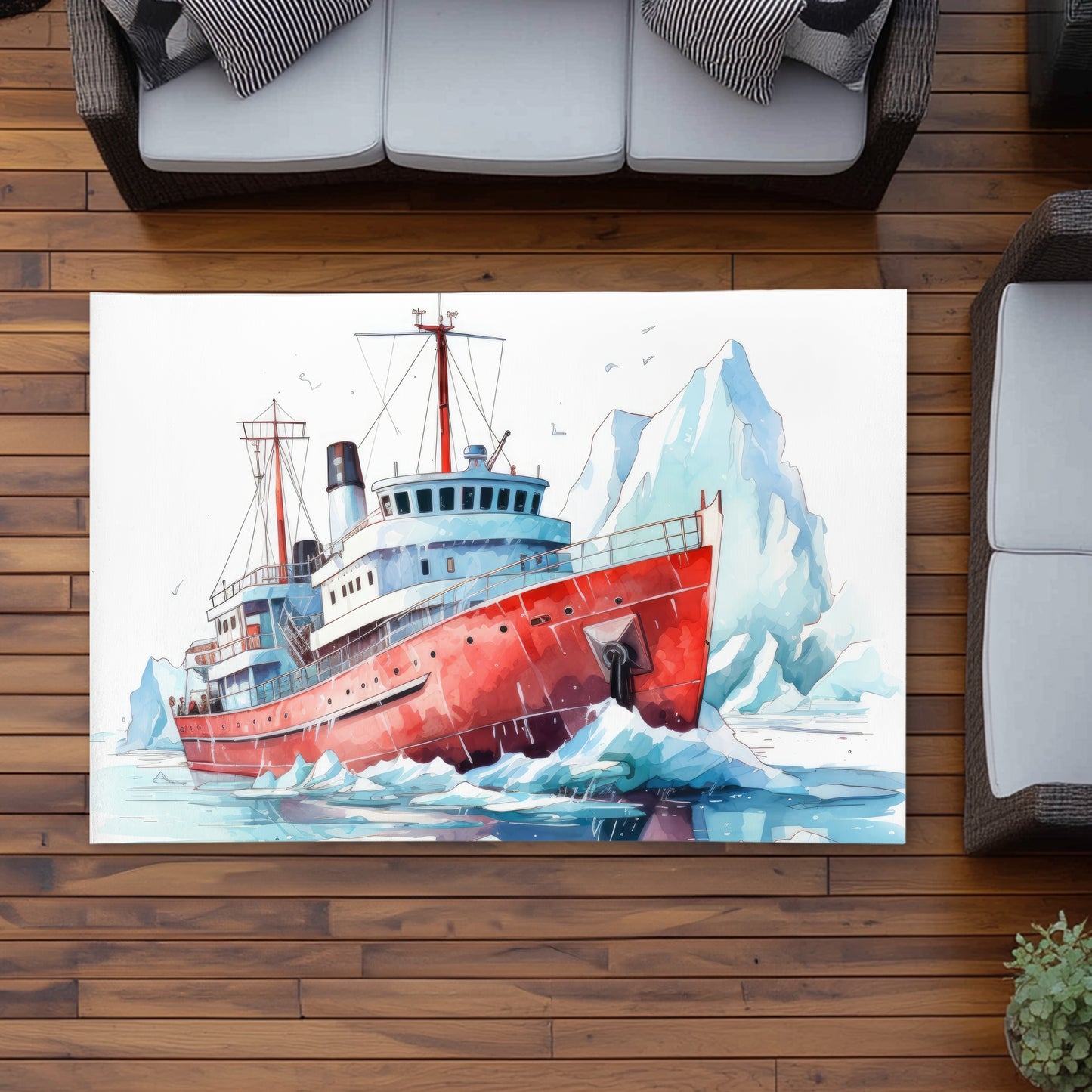 Breaking the Ice - White Outdoor Area Rug for Home Decor
