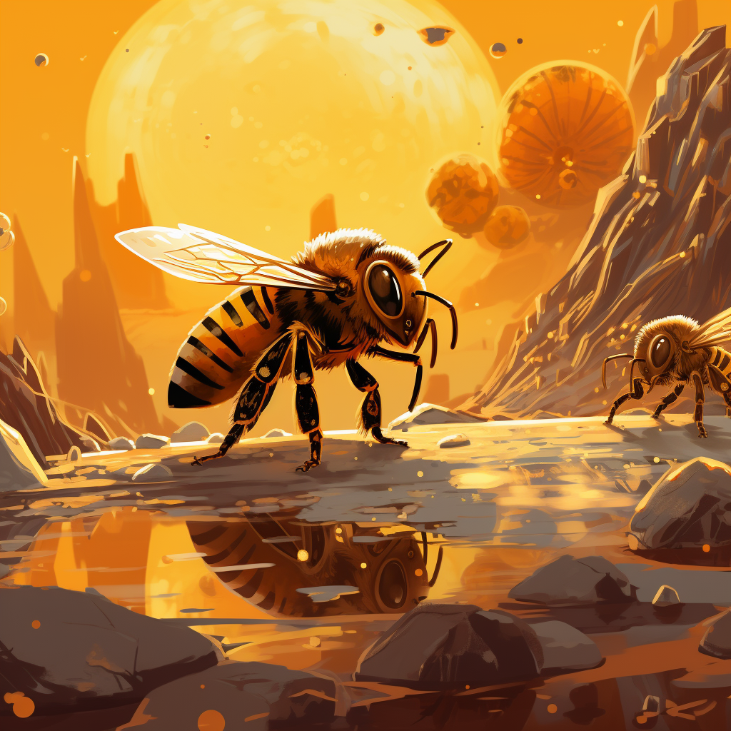 Bee world - Framed Canvas - Print on demand