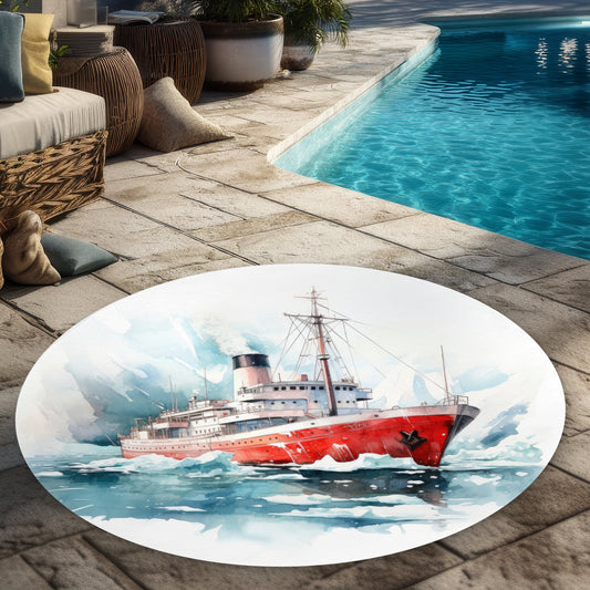 Icebreaker Turquoise Round Outdoor Area Rug for Home Decor