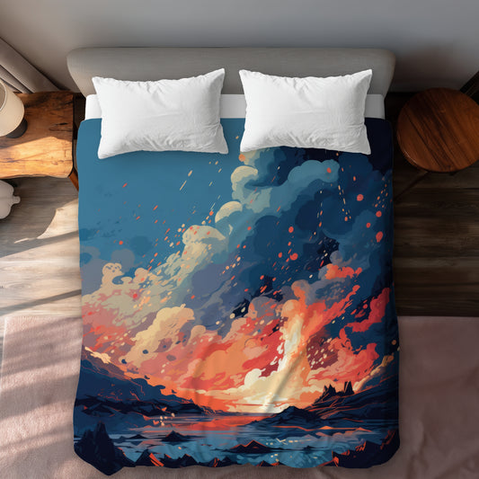 Housse de couette rouge Magma Does Not Wait | Décoration d'intérieur élégante