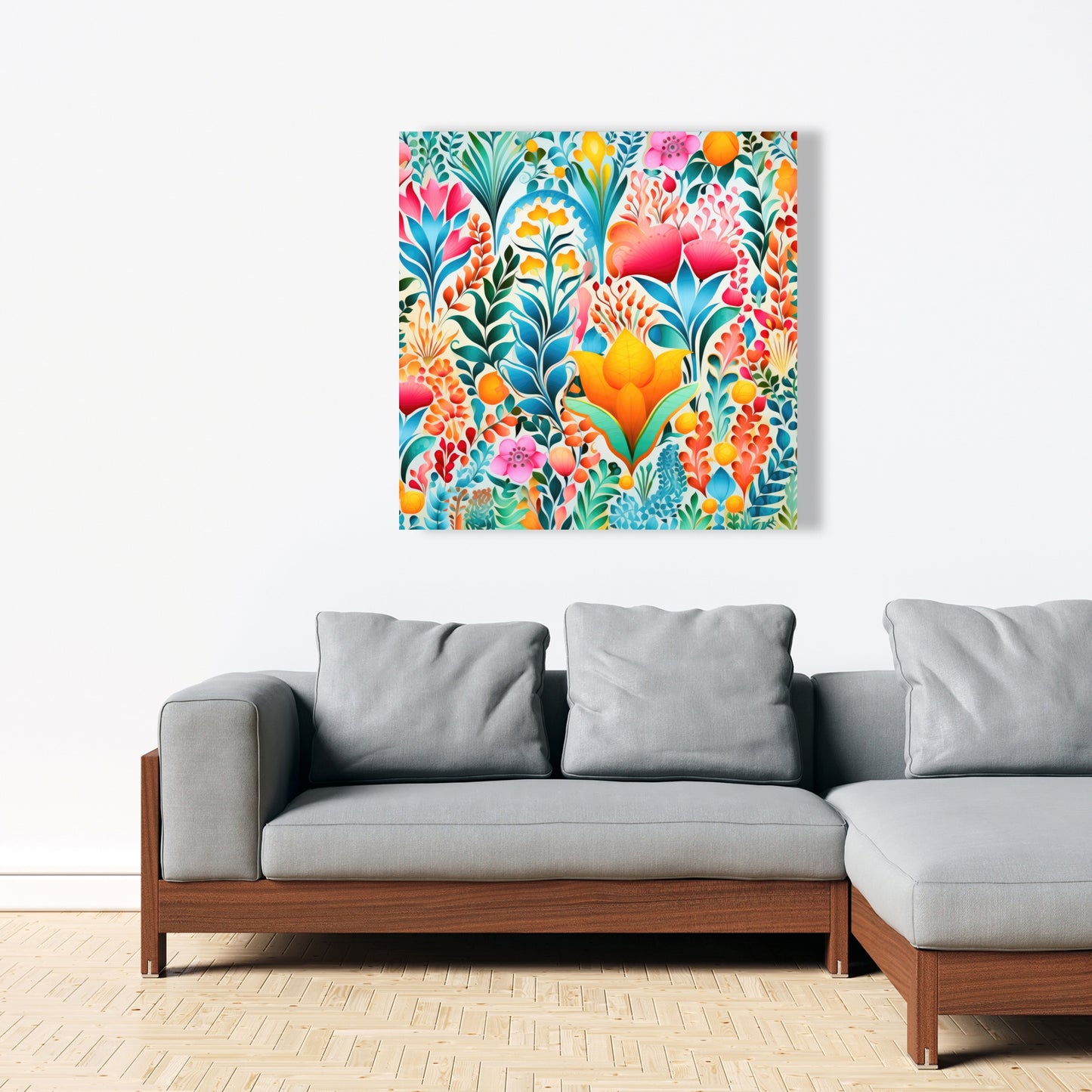 Flowing Flowers - Green Canvas for Elegant Home Decor