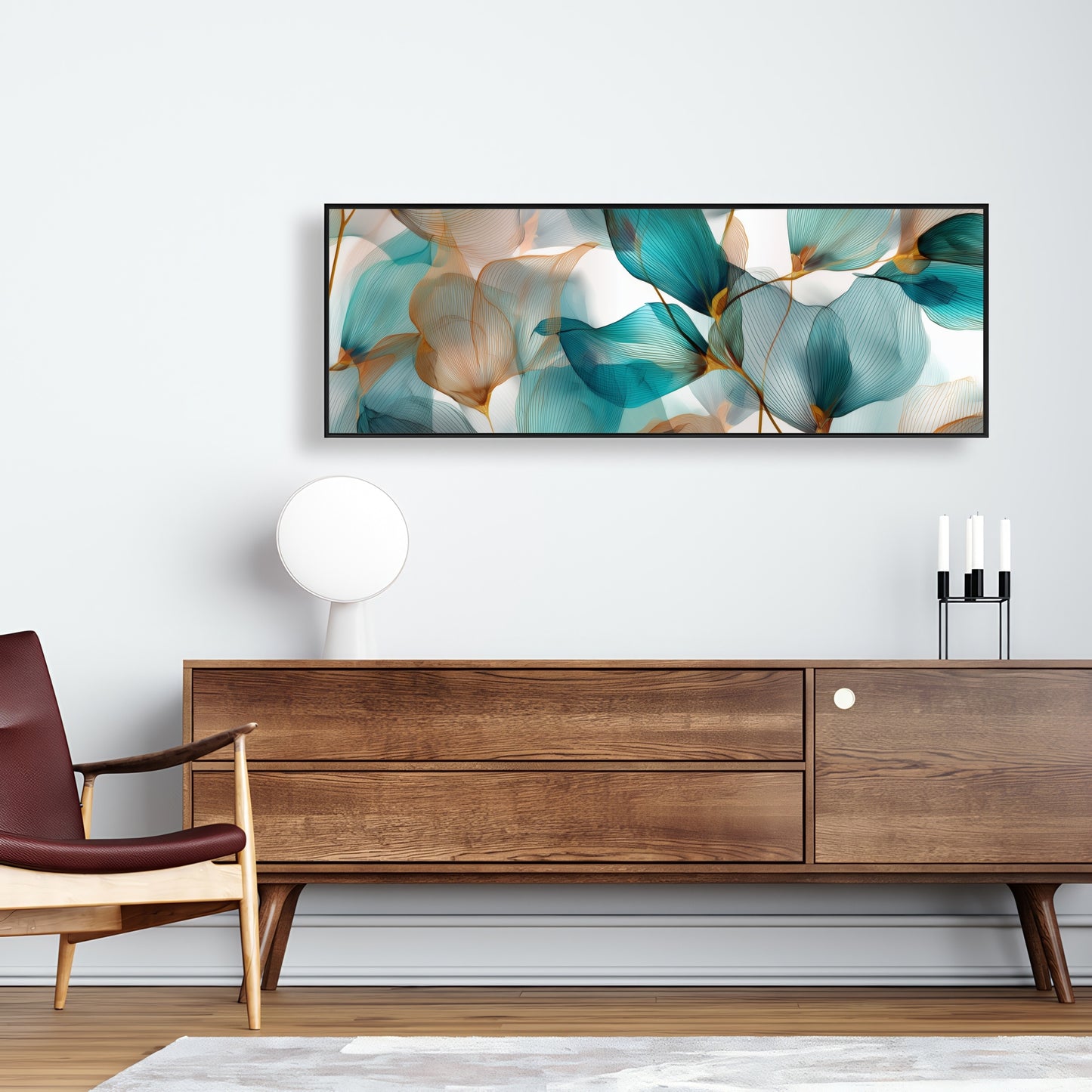 Teal and Brown Turquoise Framed Canvas for Home Decor