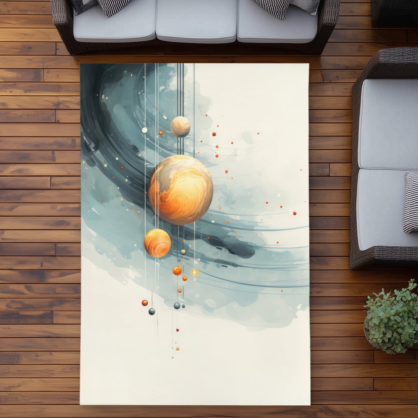 Hanging Planets Gray Outdoor Area Rug | Home Decor Essentials