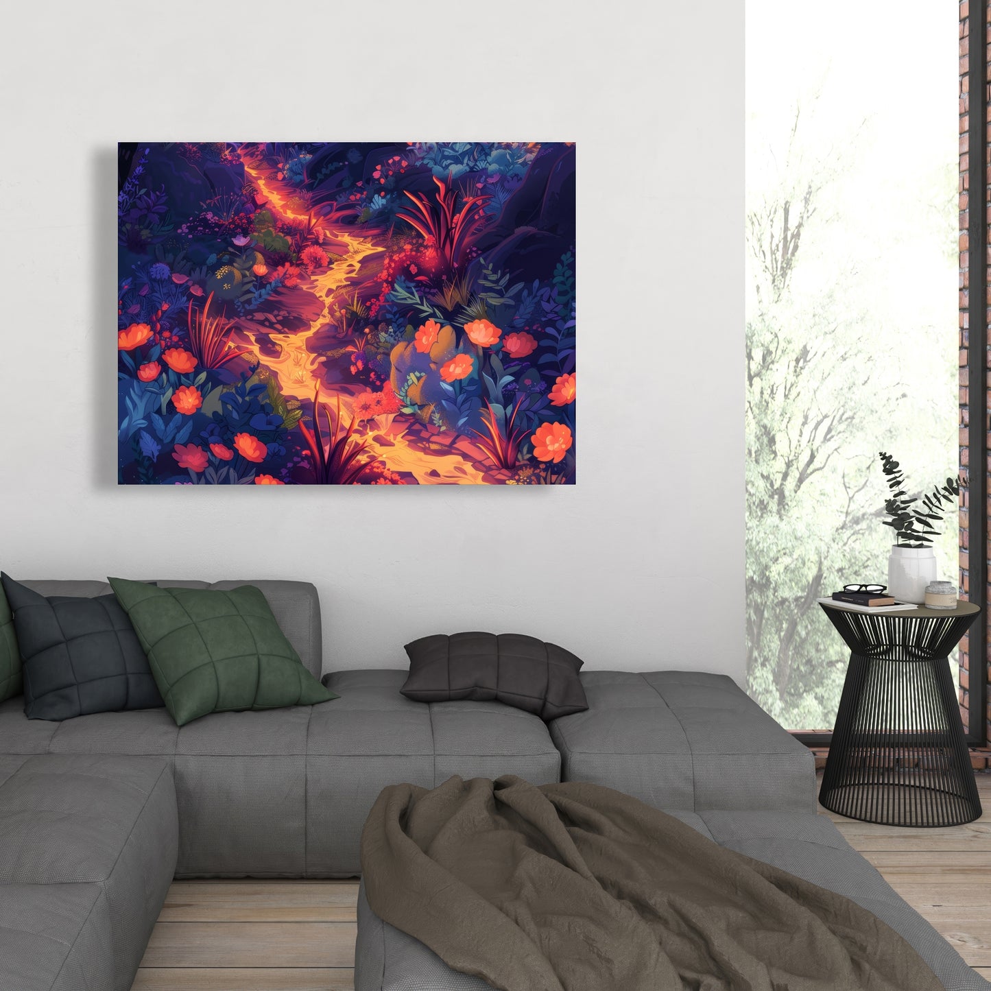 Burning Flowers - Pink Canvas Art for Home Decor | Stylish Decor