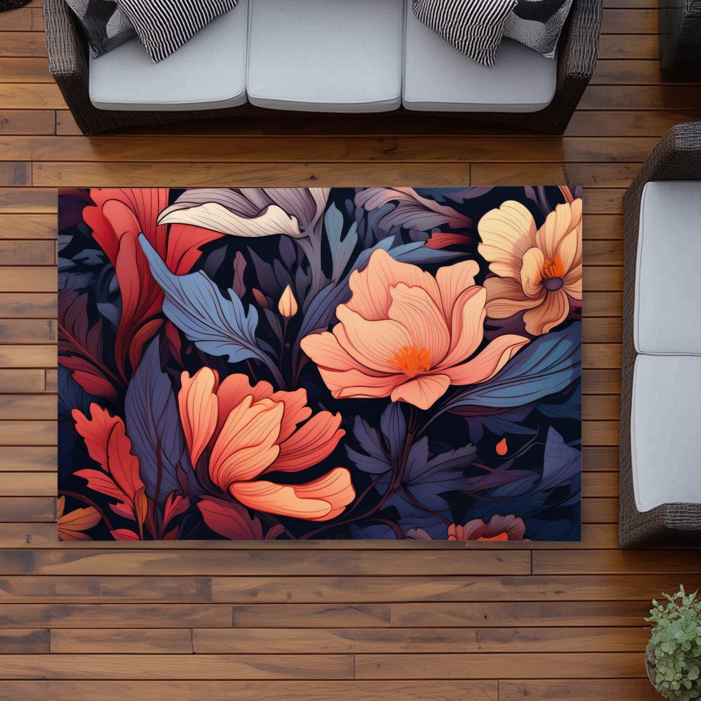 Blooming Uninterrupted - Orange Outdoor Area Rug for Home Decor