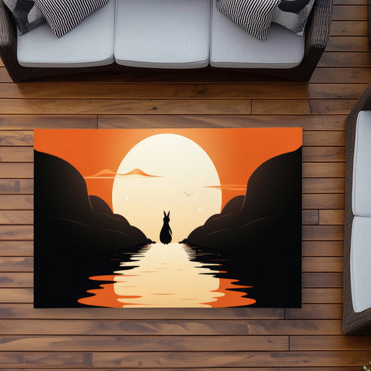 Running Away - White Outdoor Area Rug for Home Decor