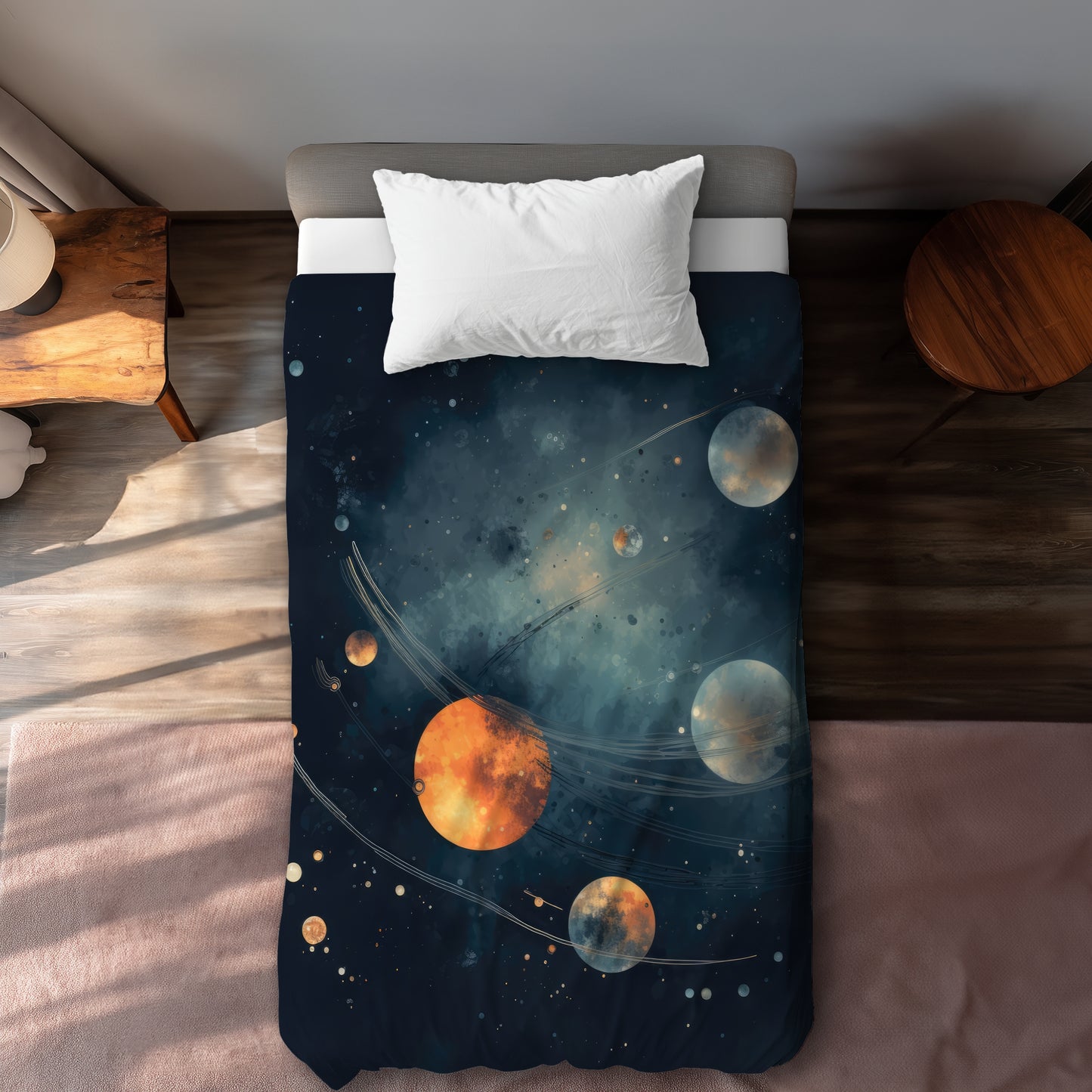 Deep Exploration Orange Duvet Cover | Stylish Home Decor