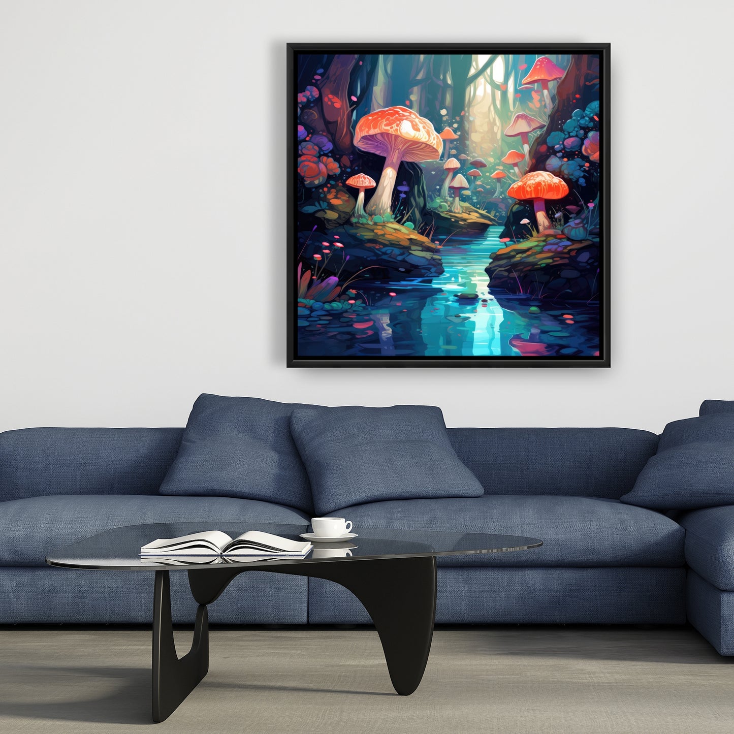 Whimsical forest - Framed Canvas - Print on demand