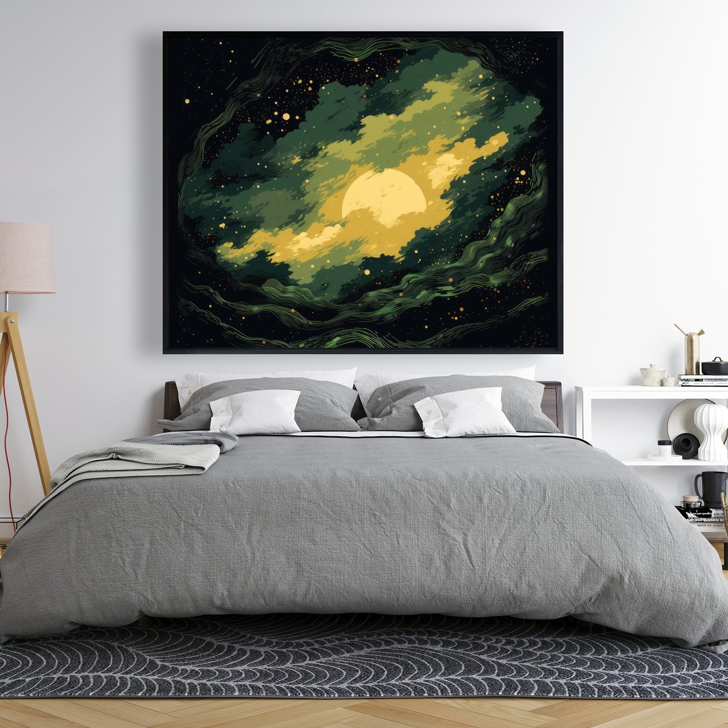 Cloudy Star - Black Framed Canvas for Home Decor | Stylish Art