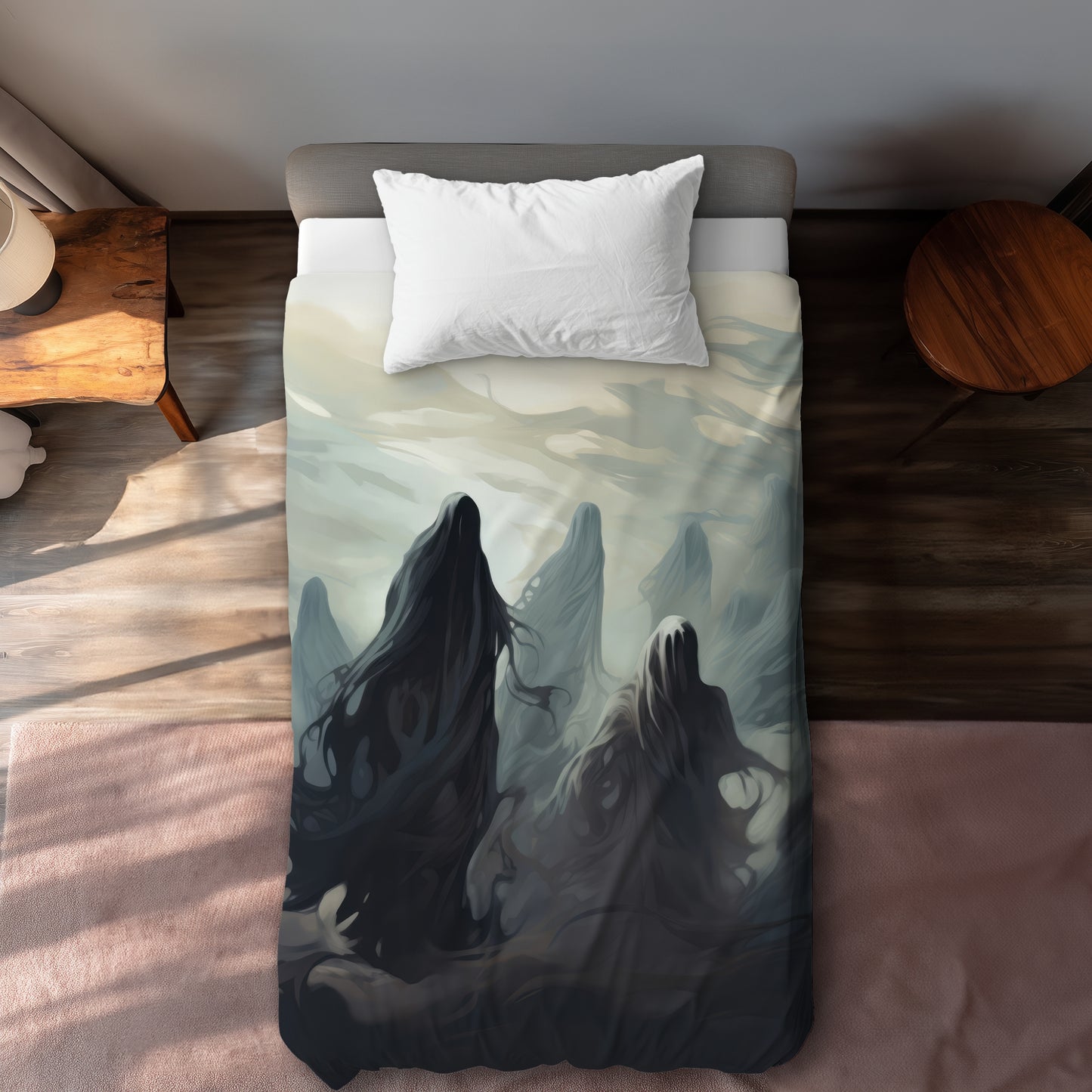 Searching for Souls White Duvet Cover | Elegant Home Decor