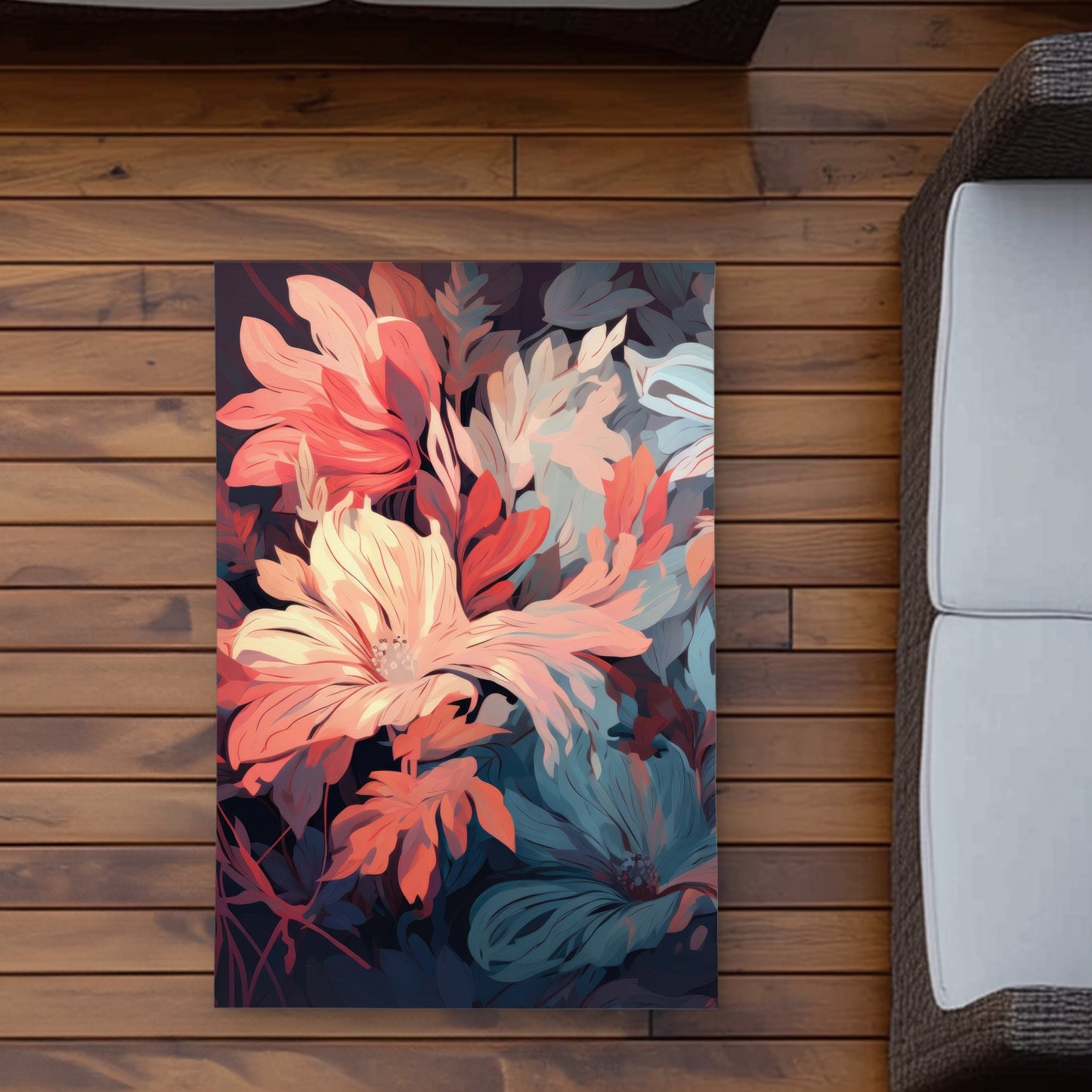 Silent charm - Turquoise Outdoor Area Rug for Home Decor