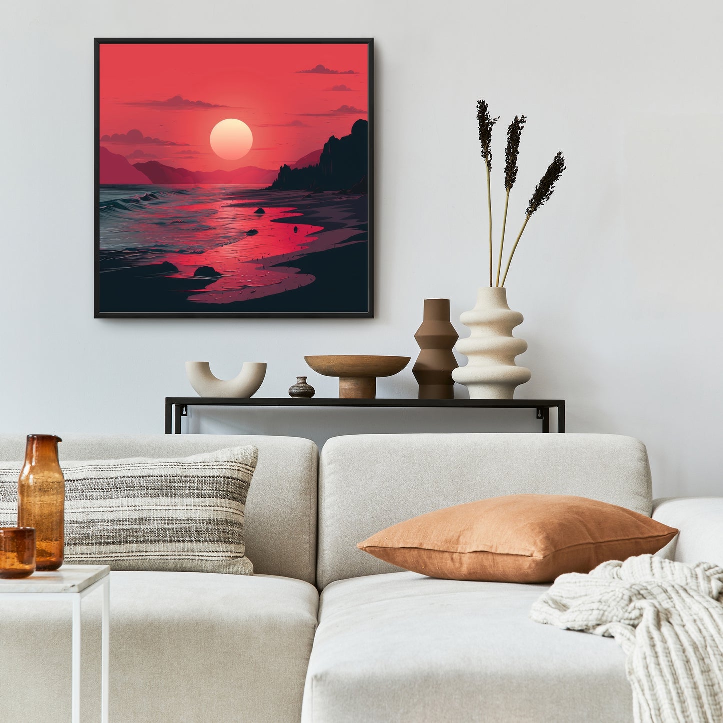 Red Sky - Red Framed Canvas for Stunning Home Decor