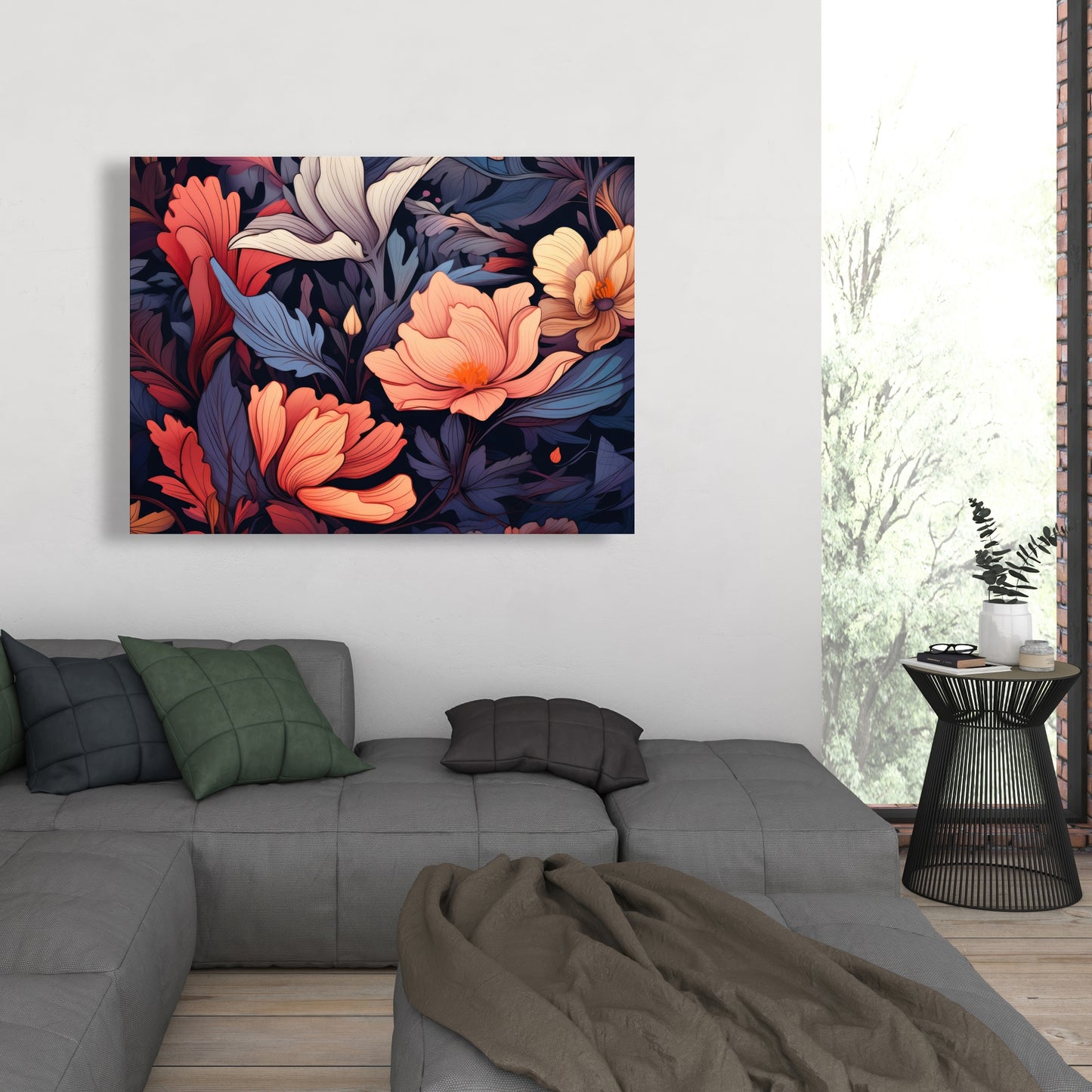 Blooming Uninterrupted - Gray Canvas for Home Decor
