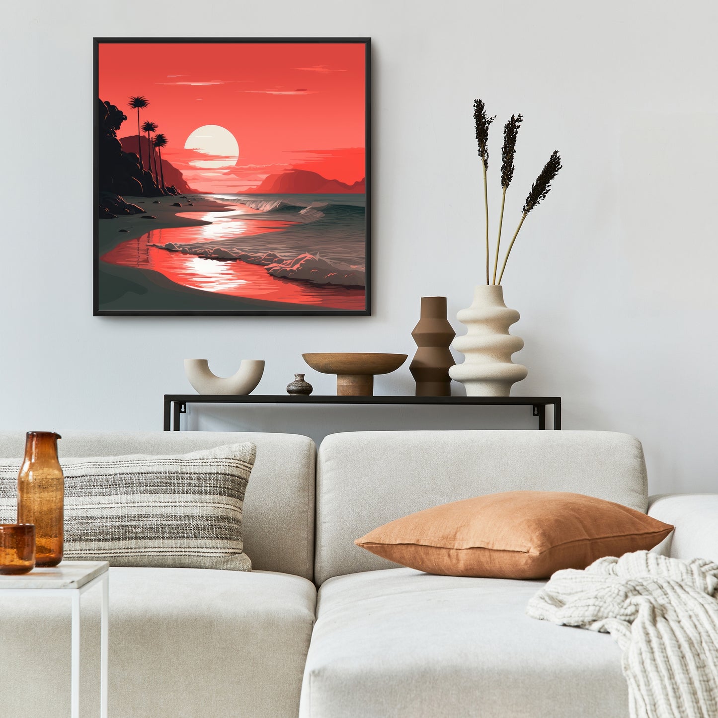 Blood sun - 36"x36" Framed canvas