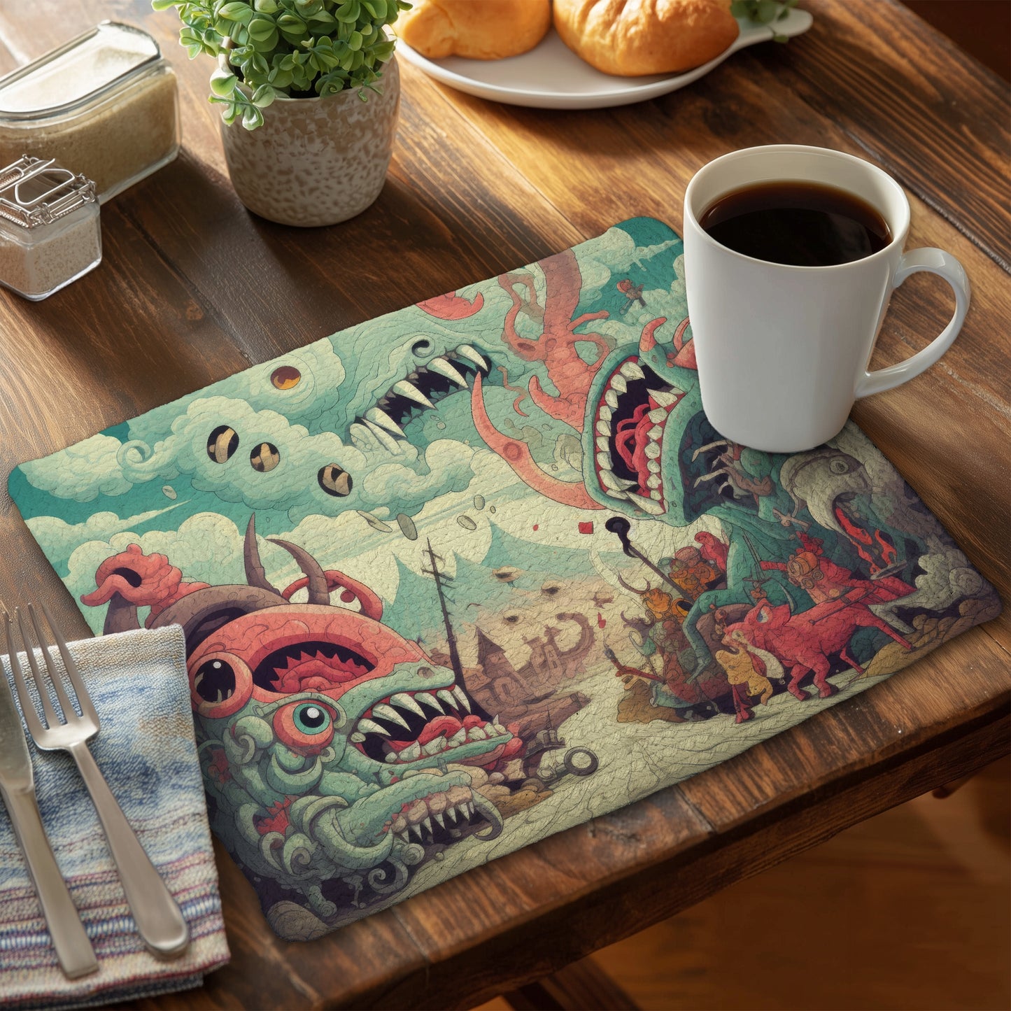 Unimaginable - Coral Braided Polyester Placemat for Home Decor