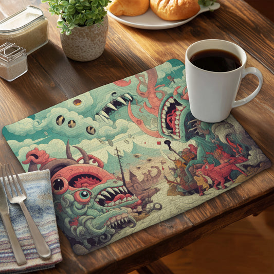 Unimaginable - Coral Braided Polyester Placemat for Home Decor