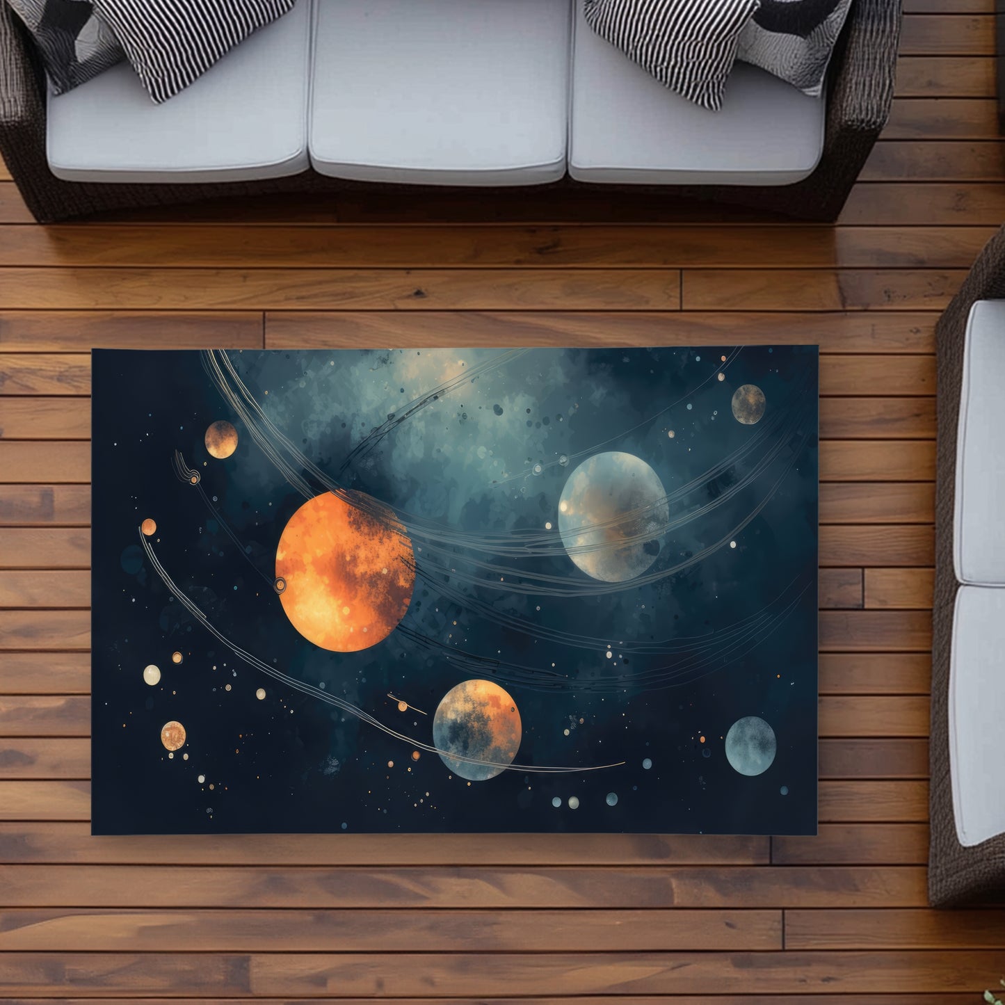 Deep Exploration Orange Outdoor Area Rug for Home Decor