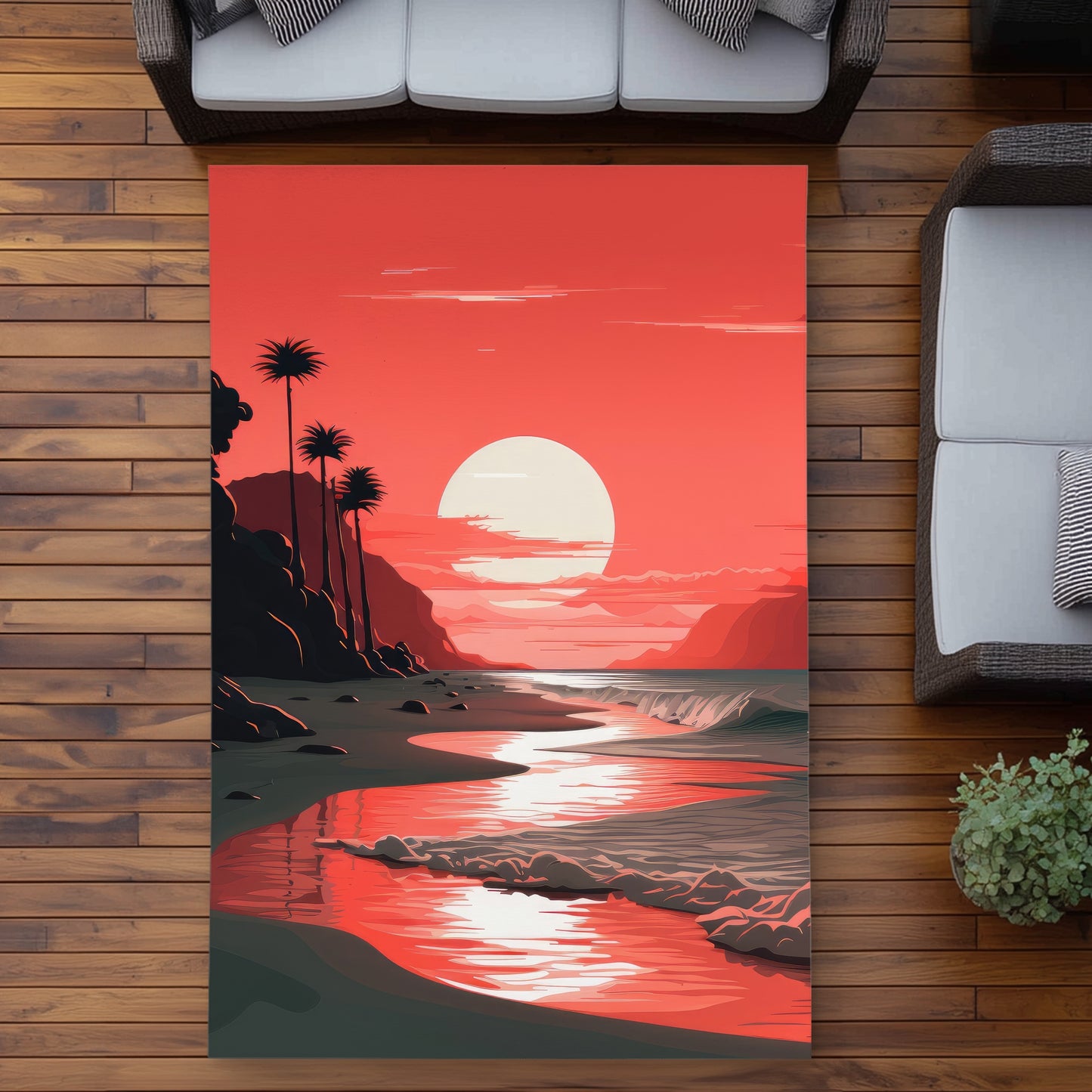 Blood Sun Red Outdoor Area Rug | Stylish Home Decor Accent