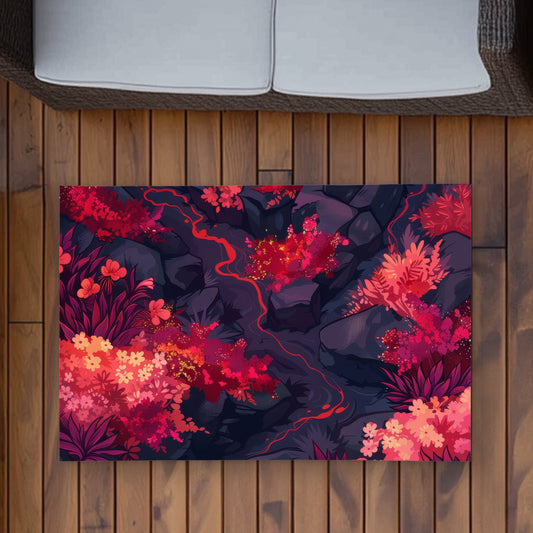 Burning Plants Purple Outdoor Area Rug | Home Decor Essentials