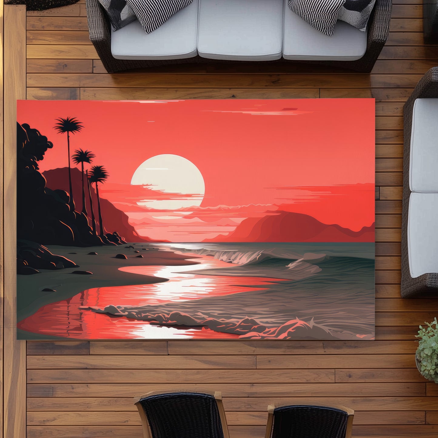 Blood Sun Red Outdoor Area Rug | Stylish Home Decor Accent