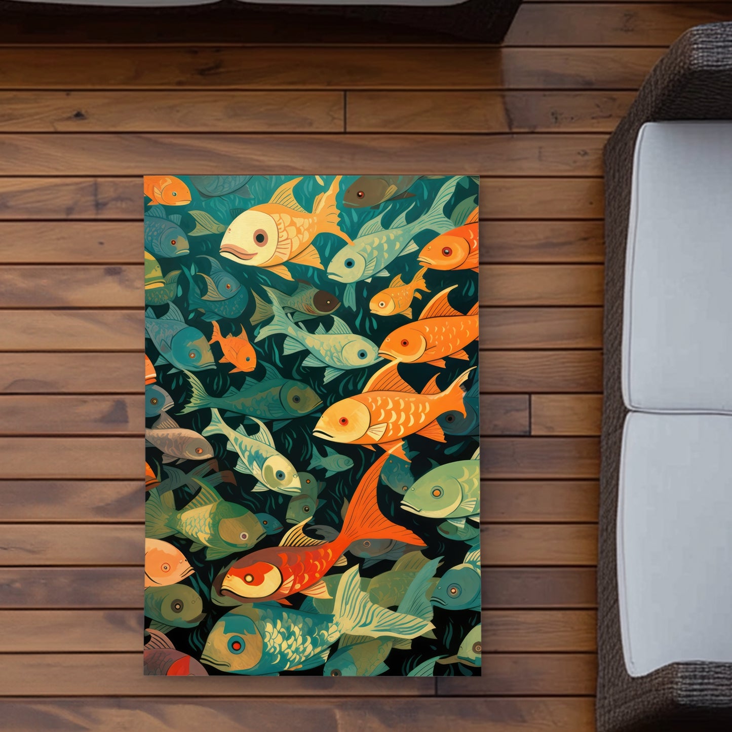 Simple Fishes Black Outdoor Area Rug | Home Decor Essentials