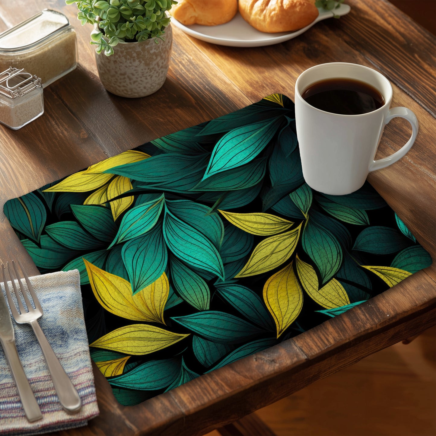 Potent Aroma - Yellow Braided Polyester Placemat for Home Decor