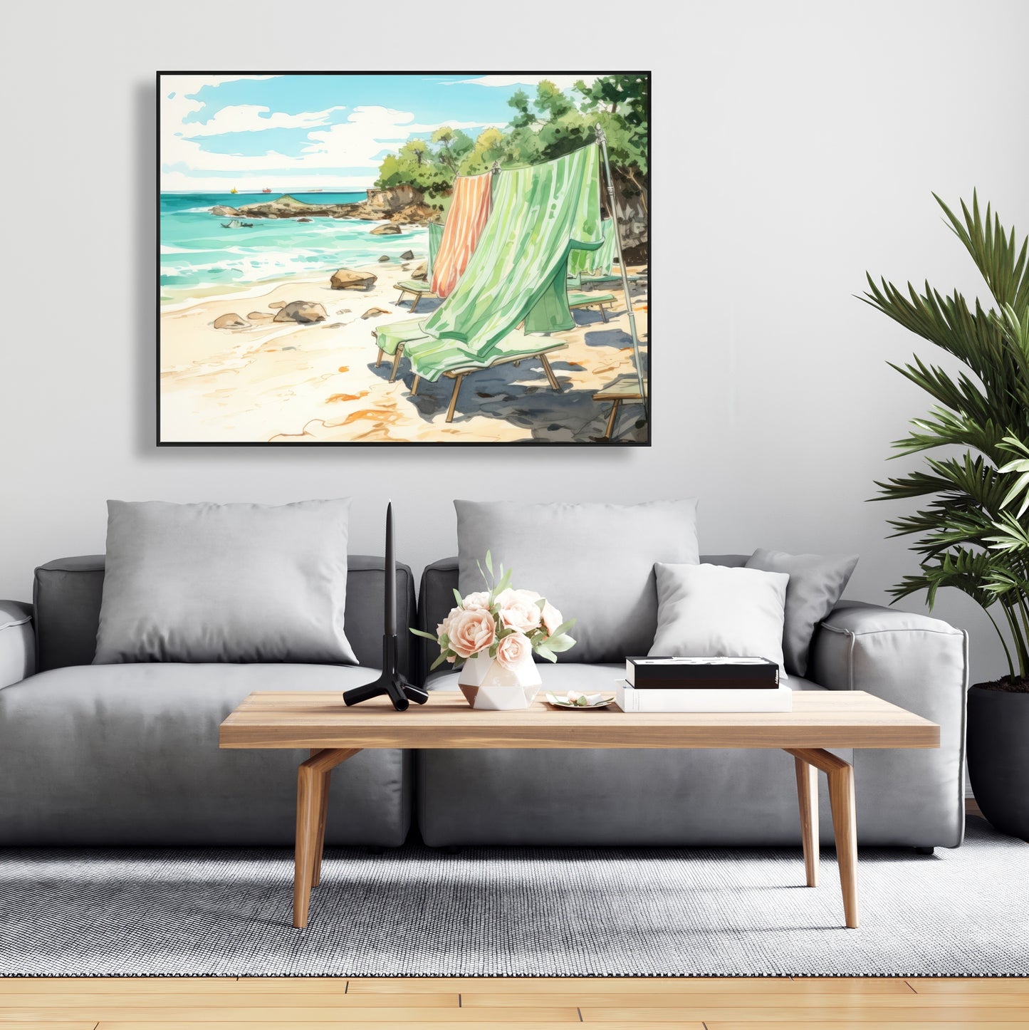 Beach calm - Framed Canvas - Print on demand