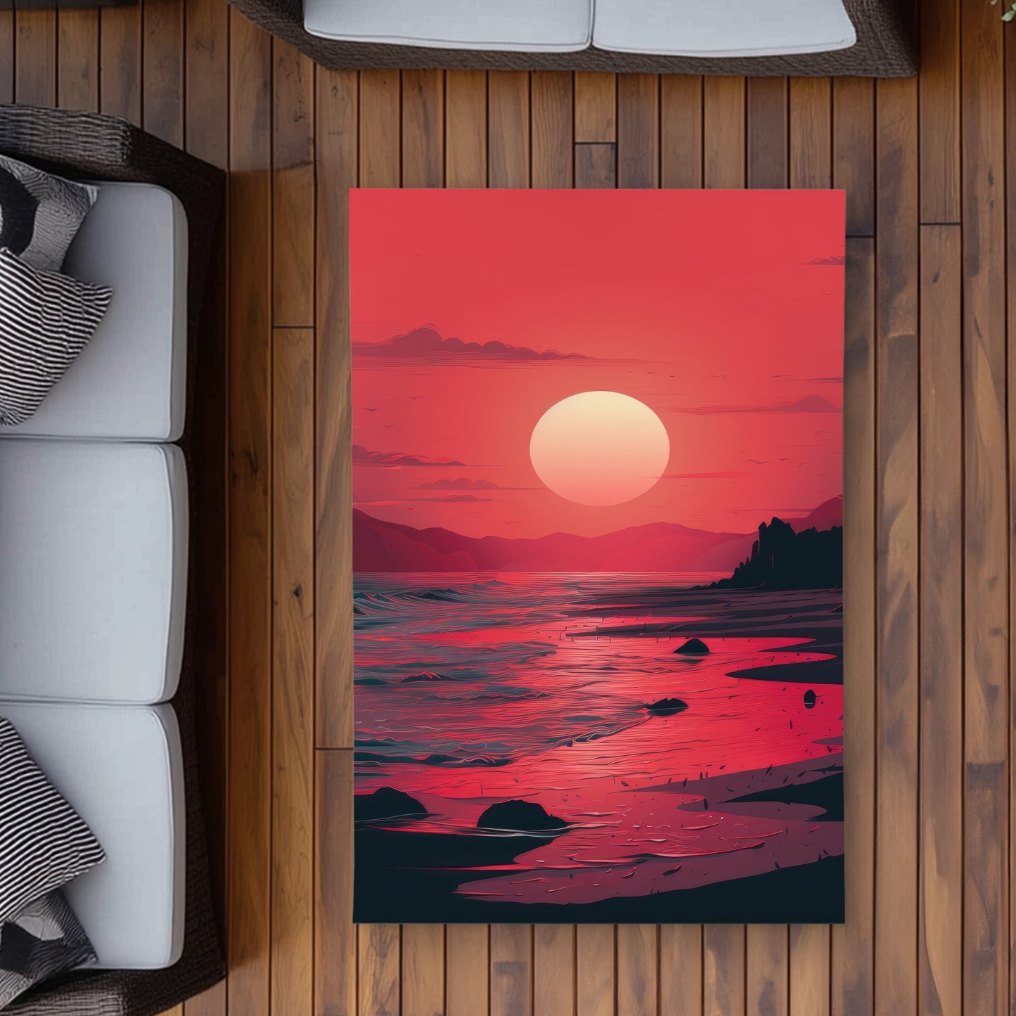 Red sky Outdoor Area Rug - Stylish Red Home Decor Accent