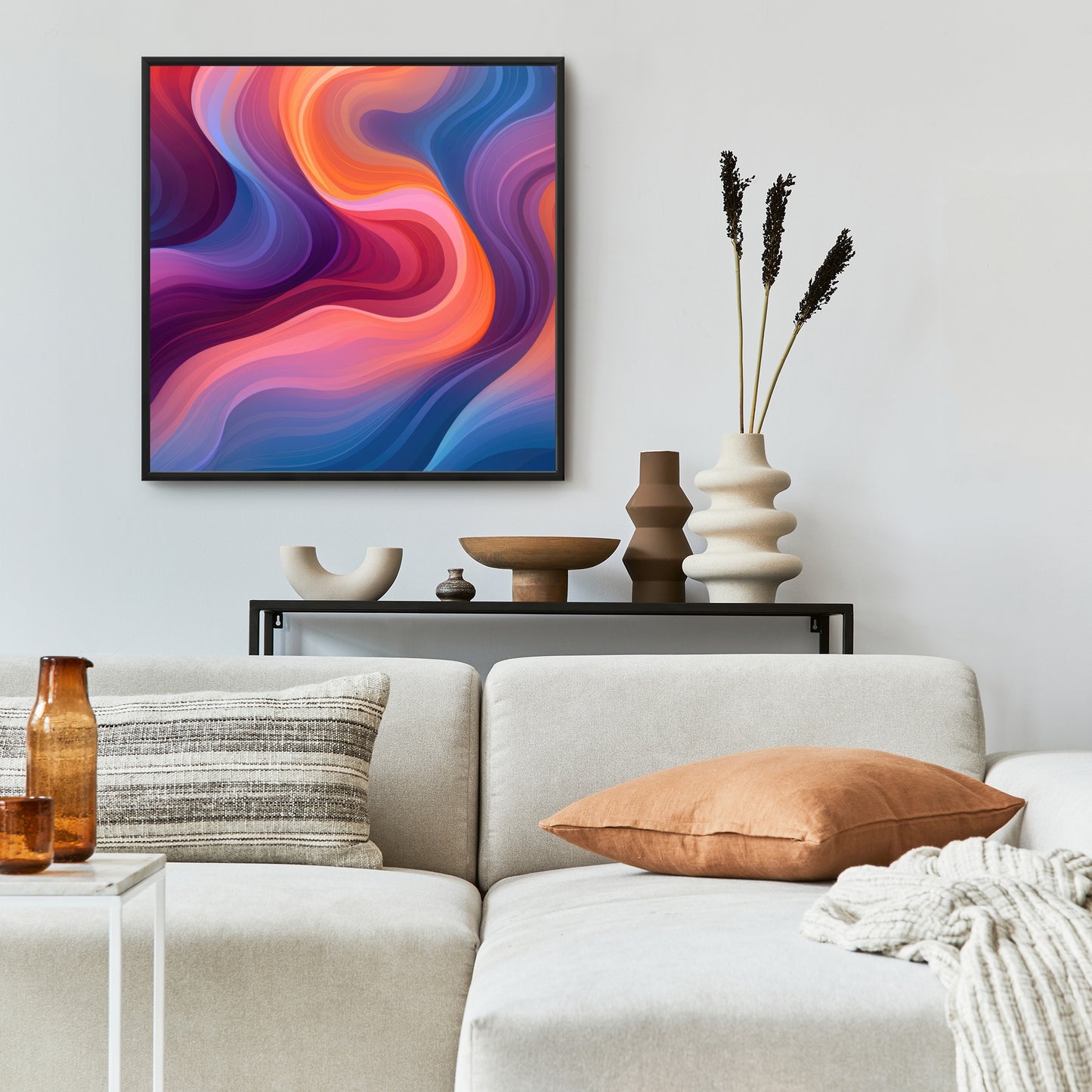 Purple Haze - Blue Framed Canvas Art for Home Decor
