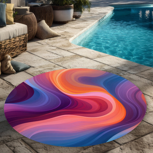 Purple Haze - Blue Round Outdoor Area Rug for Home Decor
