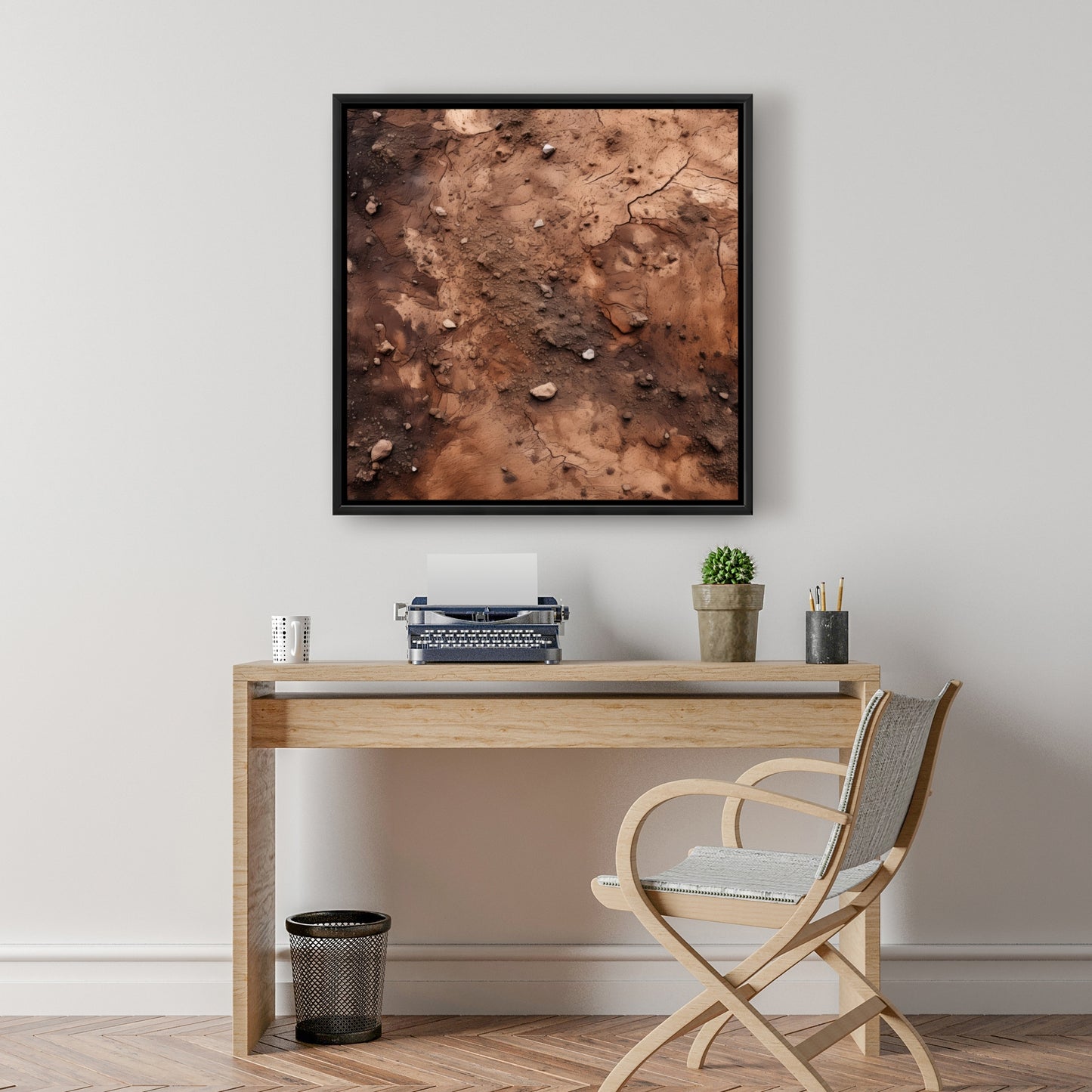 Mud and Stones | Brown Framed Canvas Home Decor Art