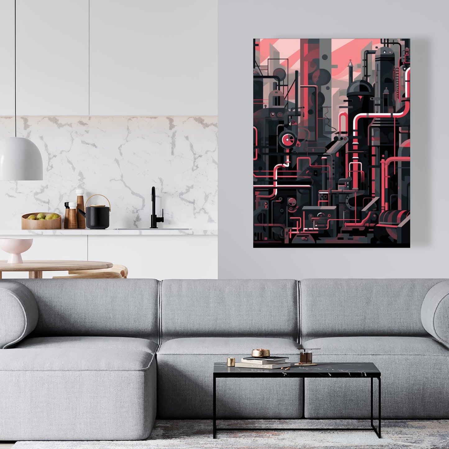Industrial Empire - Red Canvas Art for Home Decor
