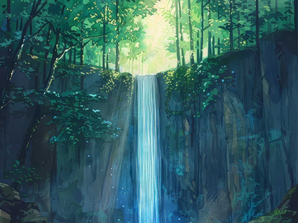 Waterfall - Framed Canvas - Print on demand