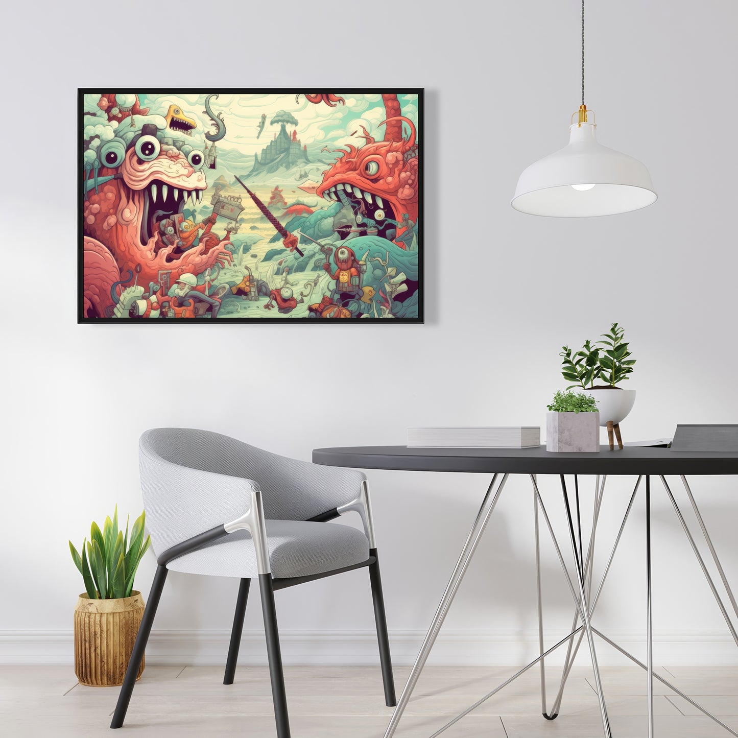 Day of Reckoning - Blue Framed Canvas for Home Decor