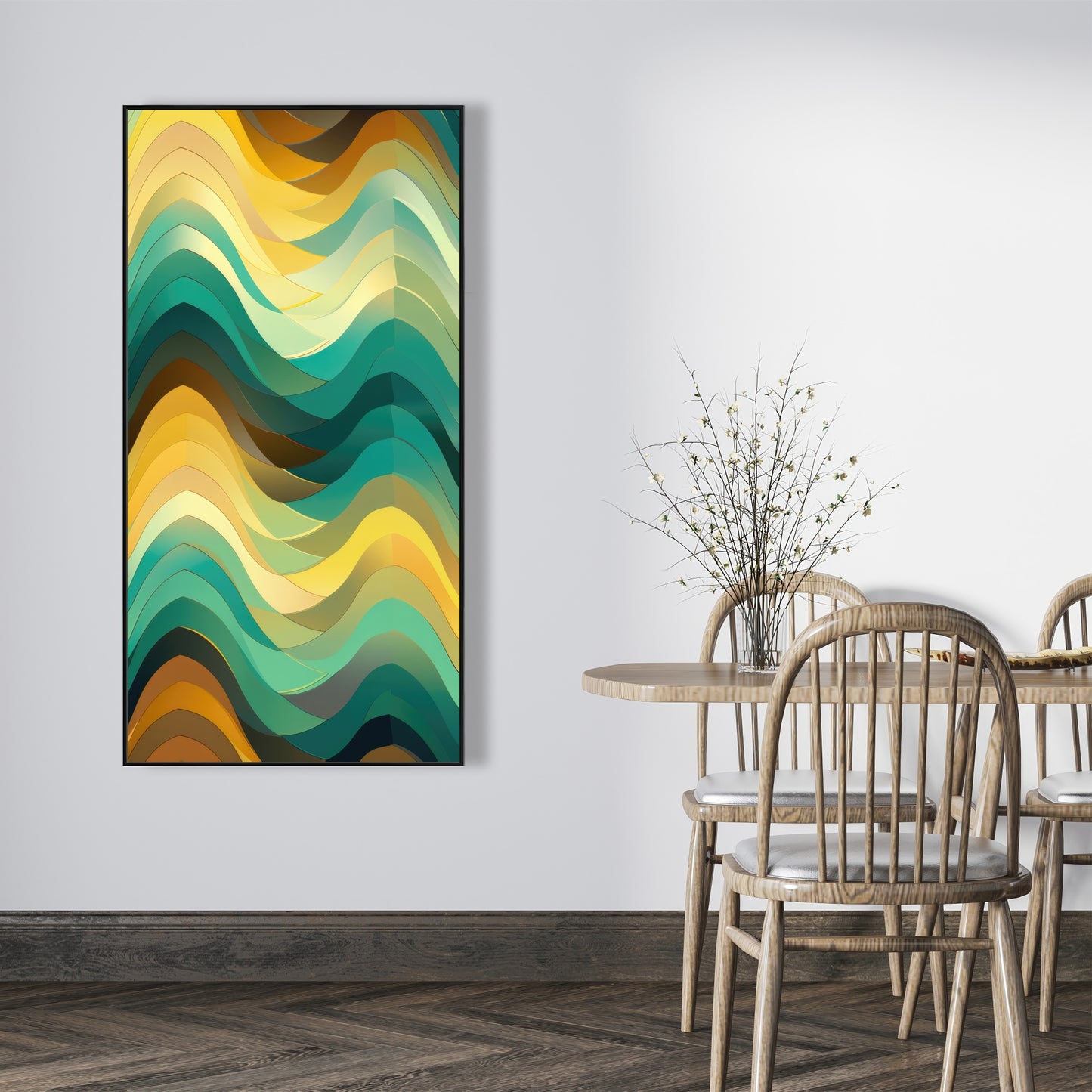 Jagged Luxury - Yellow Framed Canvas for Home Decor