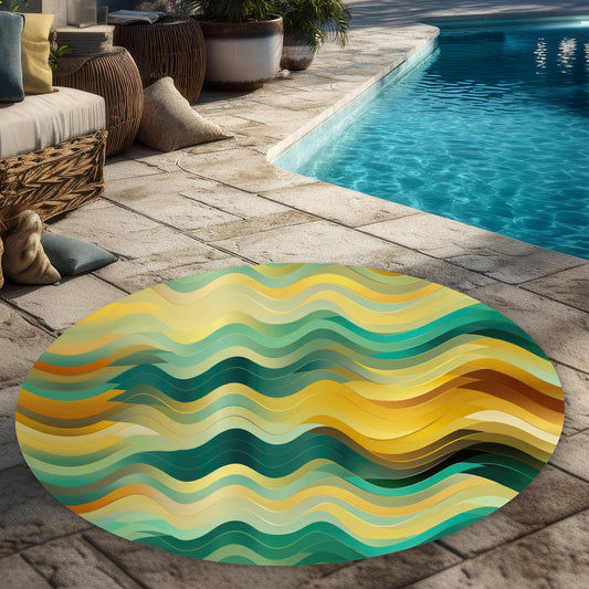 Rich by design Turquoise 5' Round Outdoor Area Rug | Home Decor