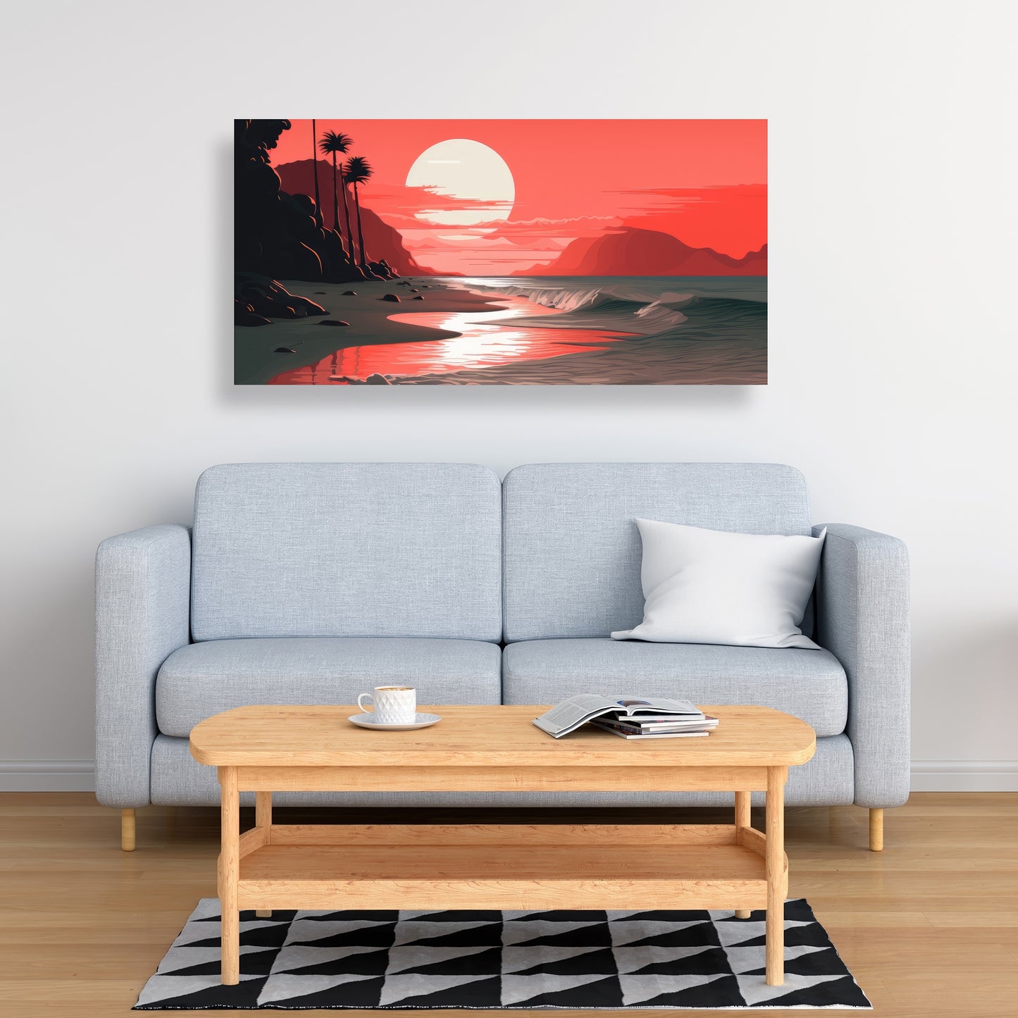 Blood Sun - Gray Canvas Art for Modern Home Decor