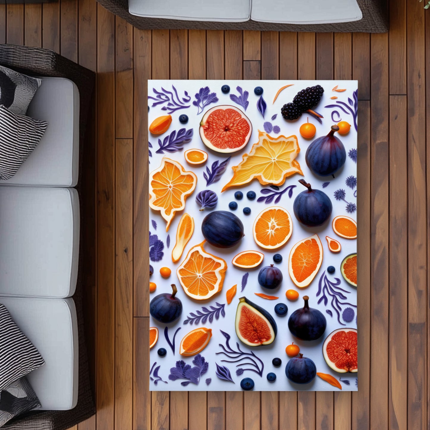 Fruity Skins Blue Outdoor Area Rug for Home Decor | Stylish Rugs