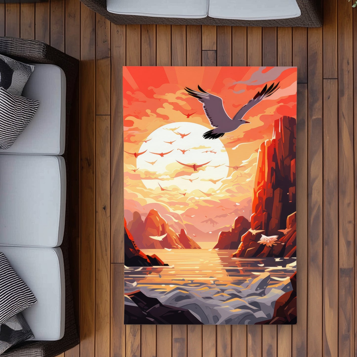 Isles of Omen Orange Outdoor Area Rug | Stylish Home Decor