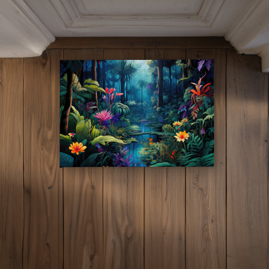 The beauty of nature Blue Indoor Outdoor Door Mat - Home Decor