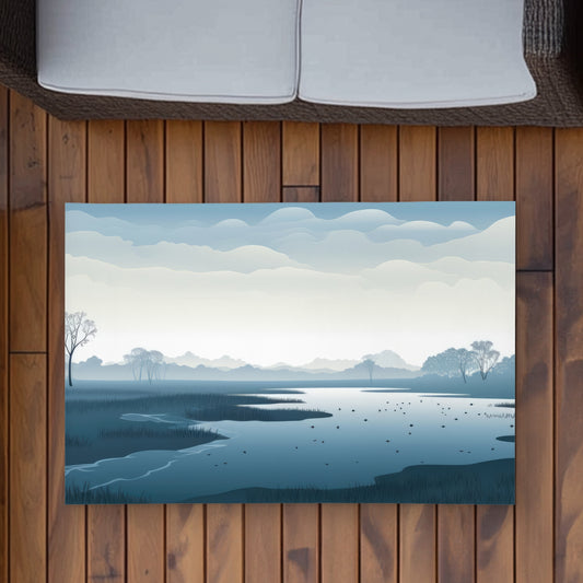 Tapis d'extérieur blanc minimaliste Swamp pour la décoration intérieure