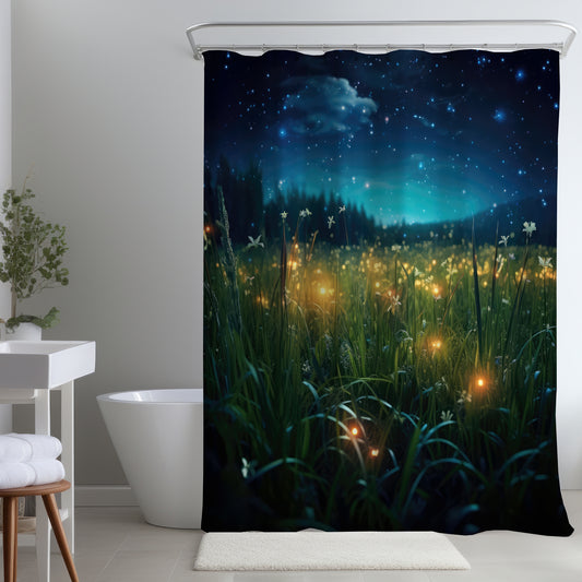 Fireflies at night - Shower Curtain